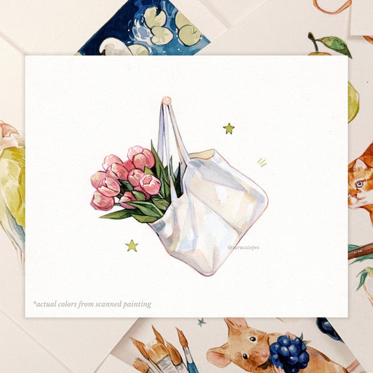 Tulip Tote Bag Original Watercolor