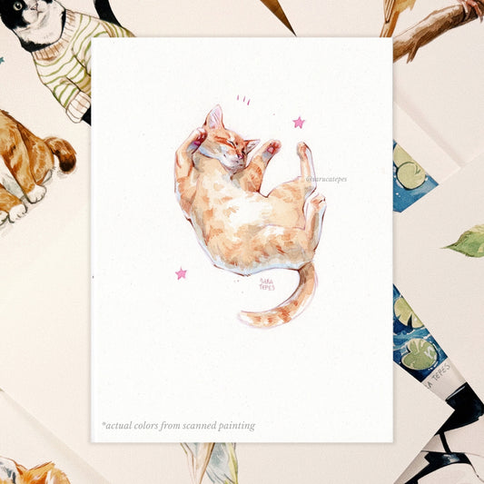 Kitten Napping Original Watercolor