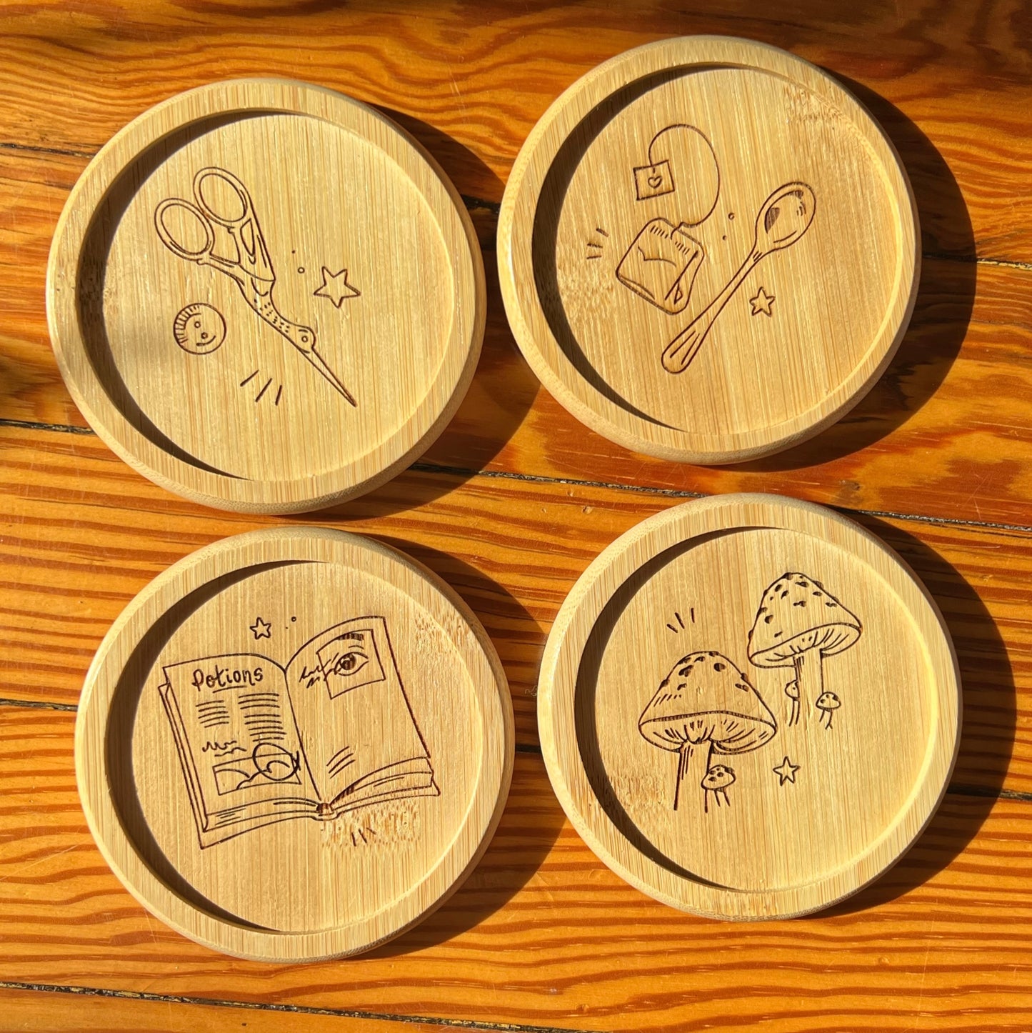 Engraved Bamboo Coasters