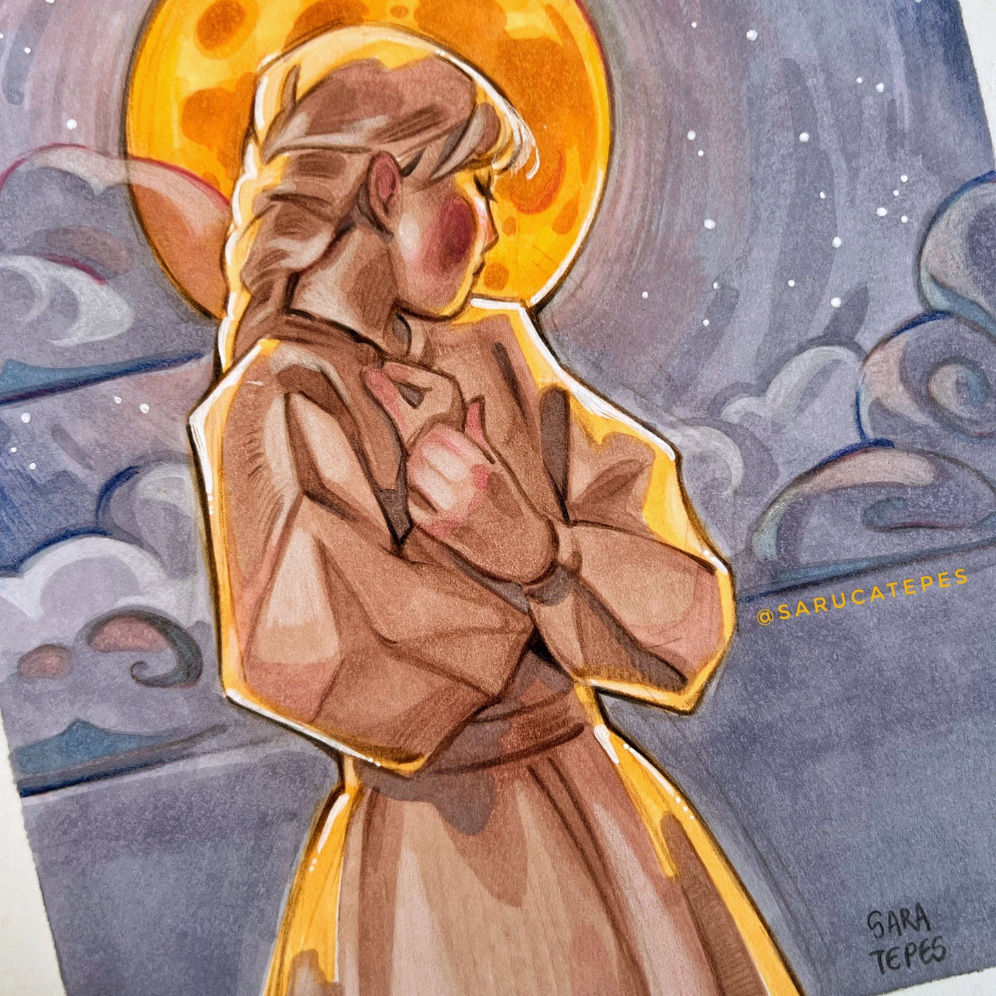 Inktober Drawing- Harvest Moon