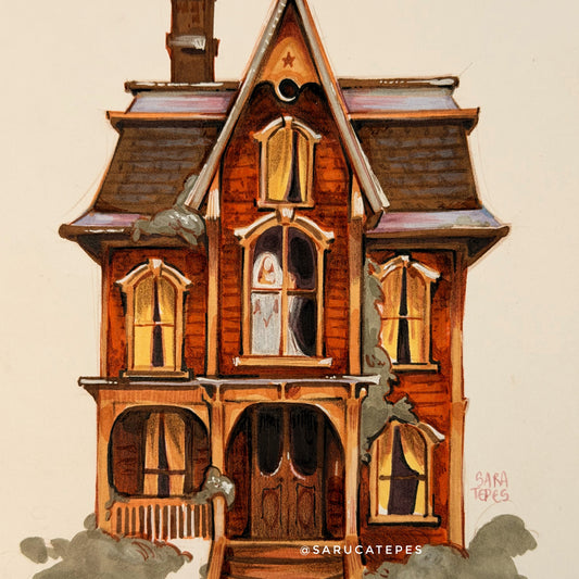 Inktober Drawing- Veil & Haunted House