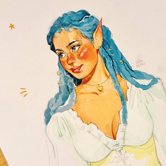 Fairy Sketch Original Watercolor