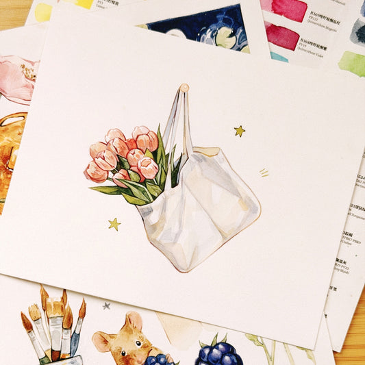 Tulip Tote Bag Original Watercolor