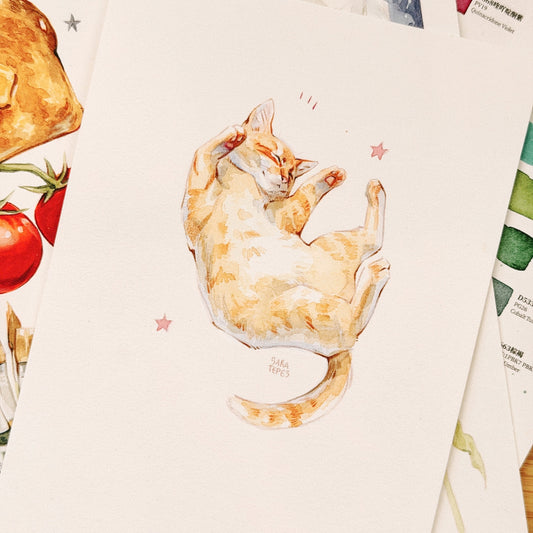 Kitten Napping Original Watercolor