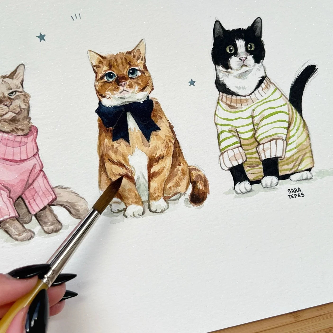 Cats in Sweaters - Original Watercolor