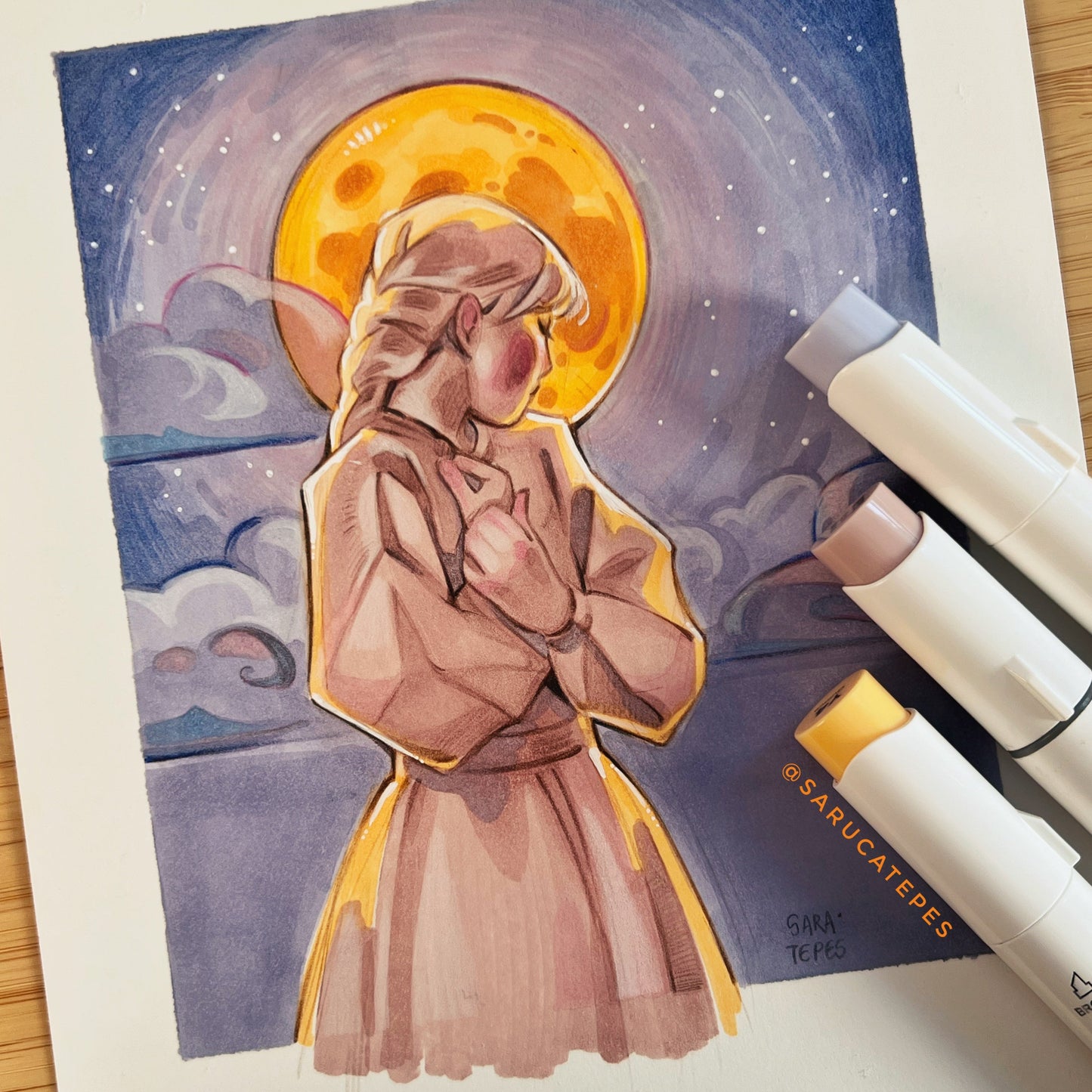 Inktober Drawing- Harvest Moon