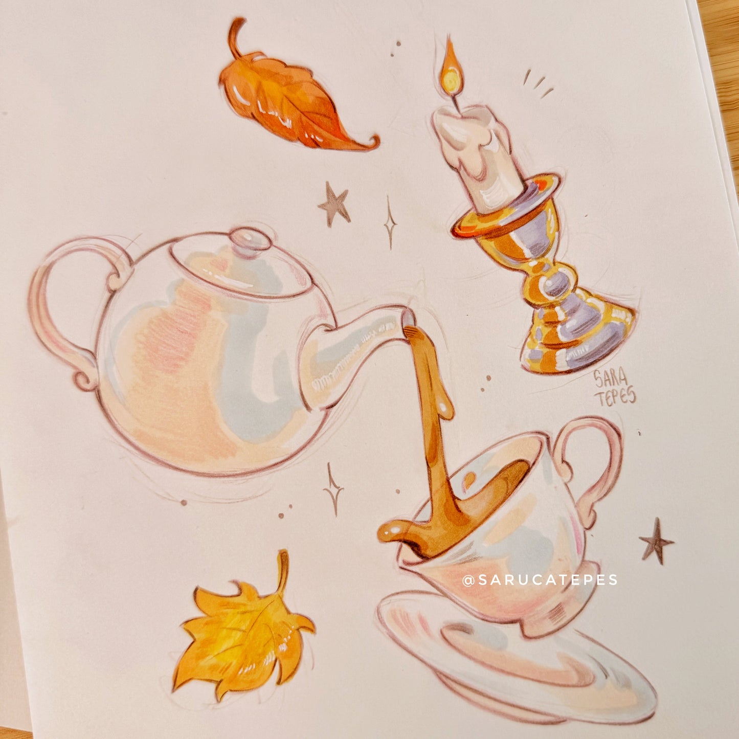 Inktober Drawing- Breakfast Tea & Candlelight