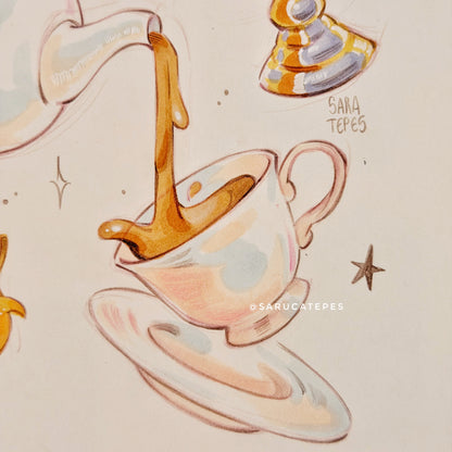 Inktober Drawing- Breakfast Tea & Candlelight