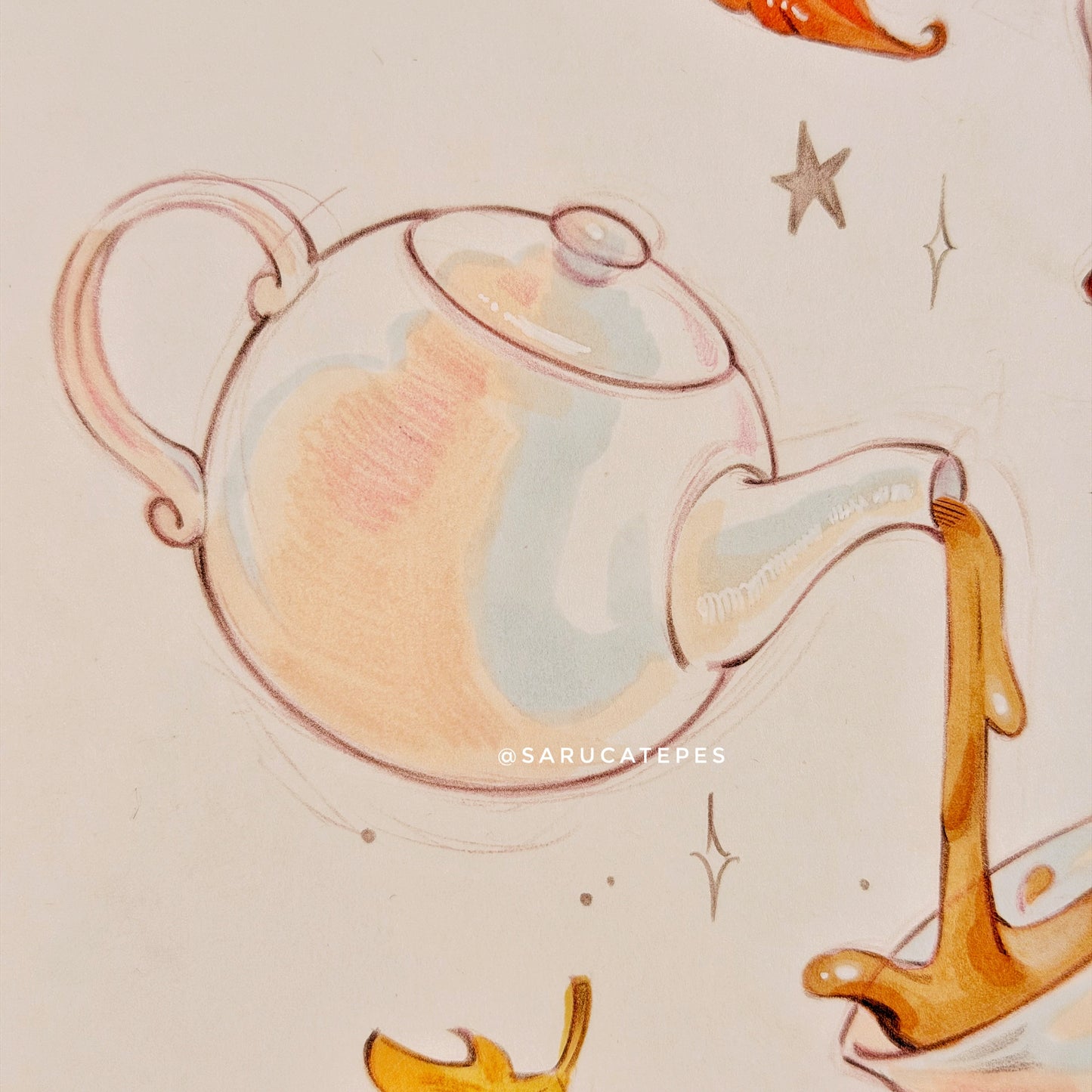 Inktober Drawing- Breakfast Tea & Candlelight