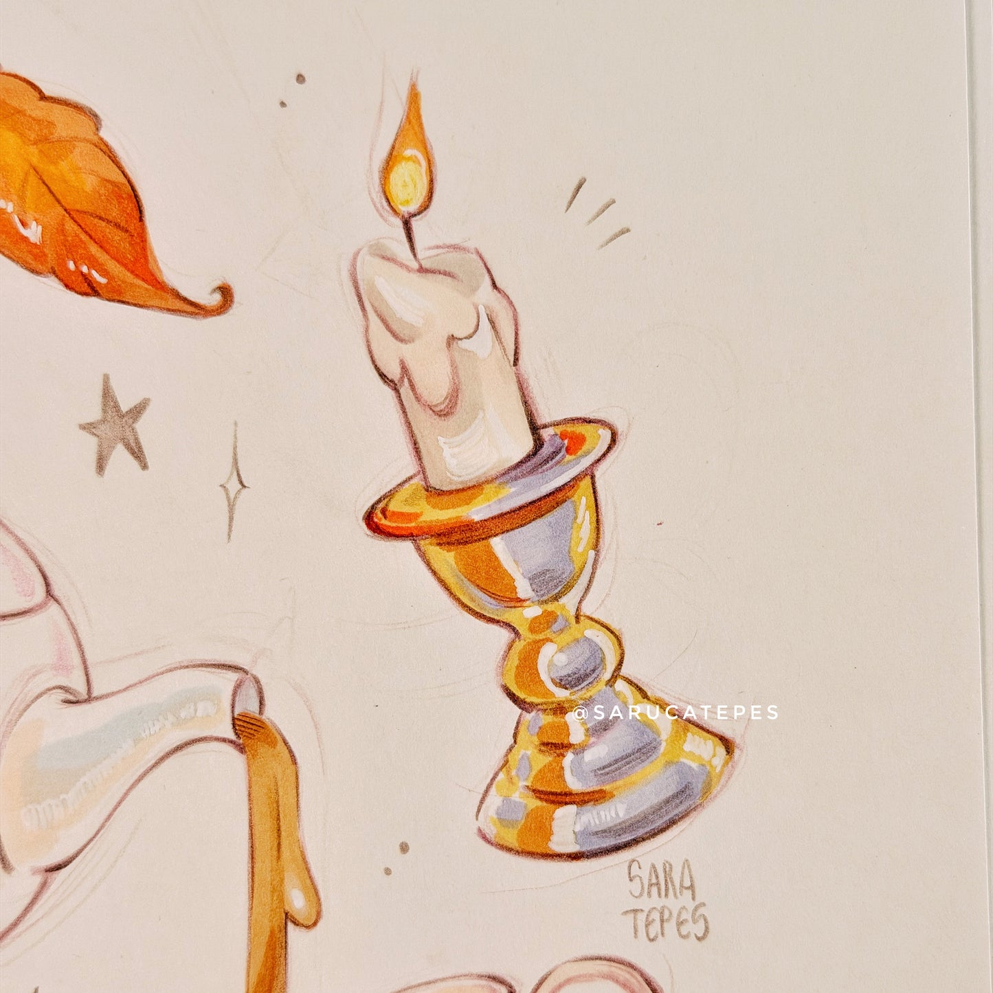 Inktober Drawing- Breakfast Tea & Candlelight