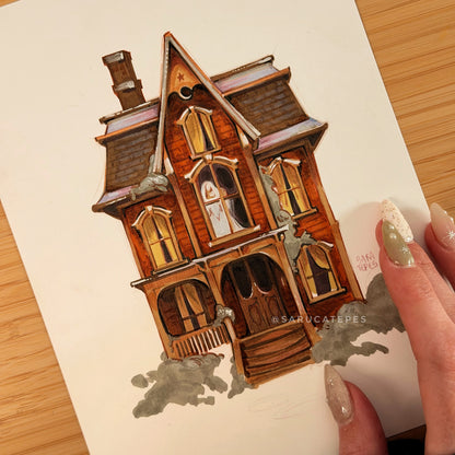 Inktober Drawing- Veil & Haunted House