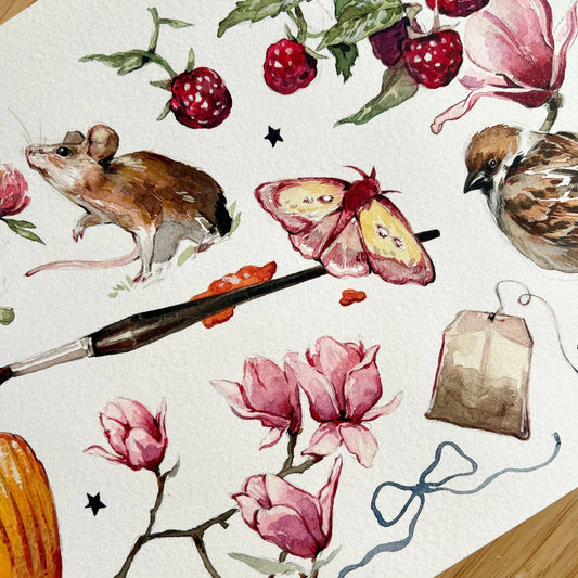 Picnic in the Fields - Original Watercolor